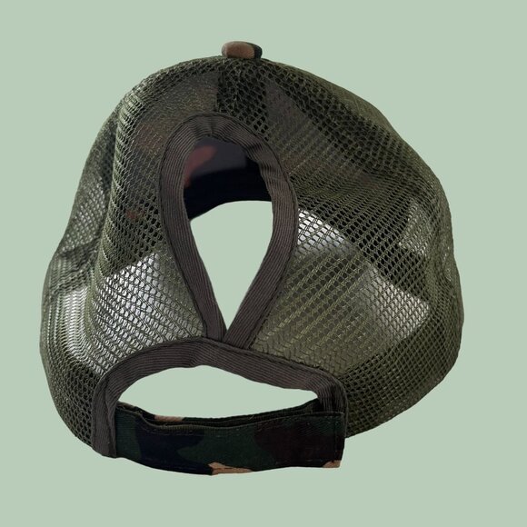 Camouflage Hat Cap Adult Stap Back Green Tan Mesh OSFA Baseball Camo Trucker Men - Picture 5 of 7